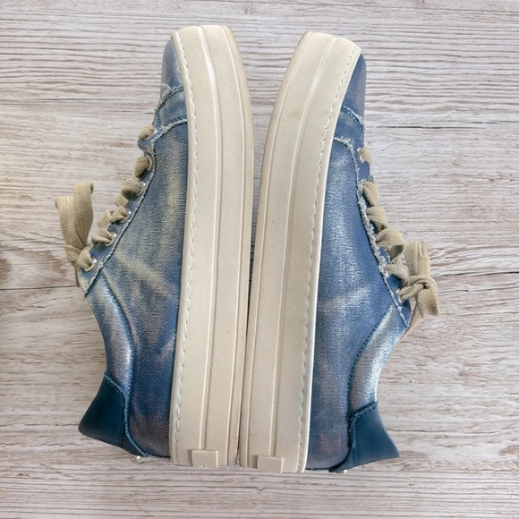 J/SLIDES Metallic Blue Canvas Platform Sneakers 9 - Picture 6 of 8